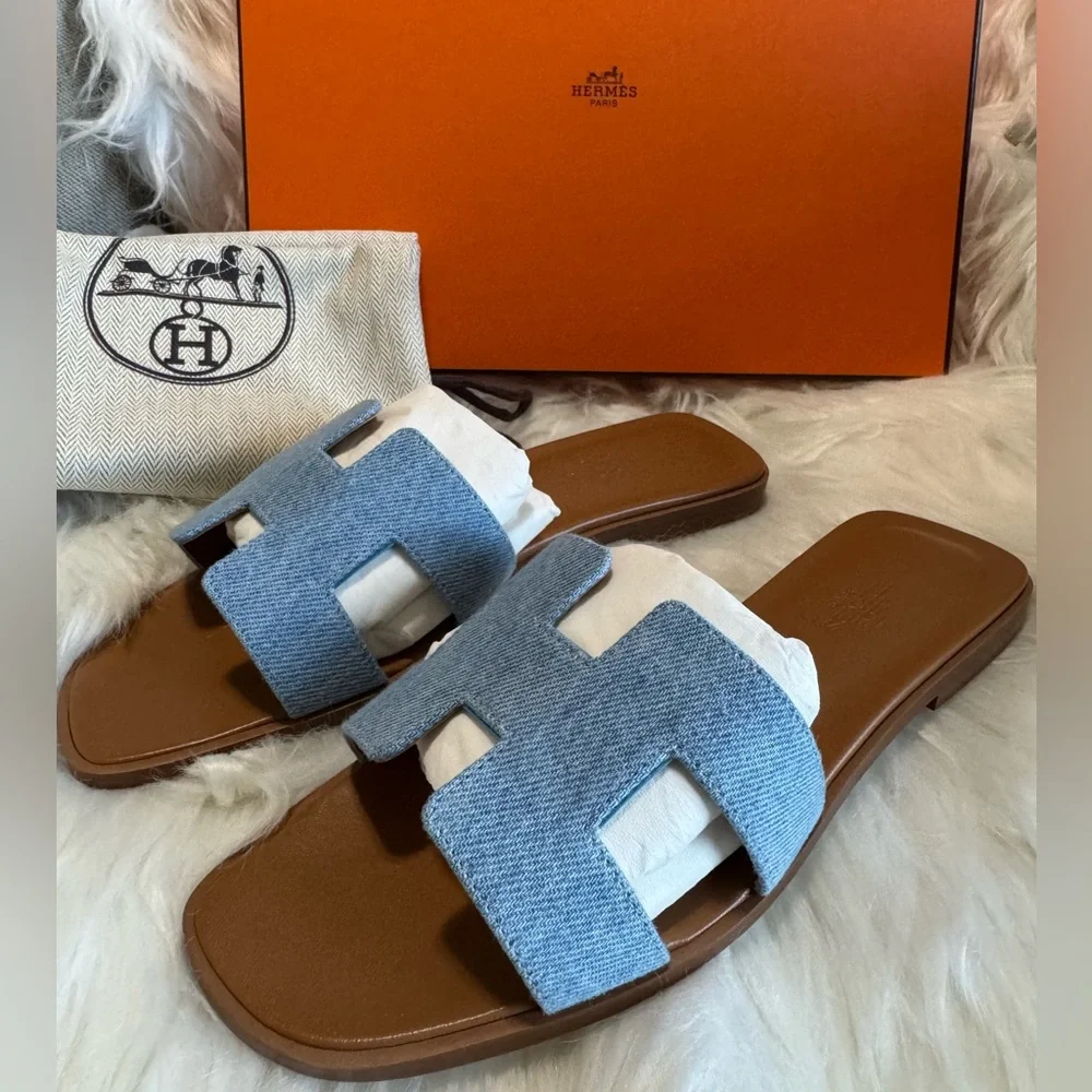 Hermes Oran Canvas Denim - Picture 1 of 8